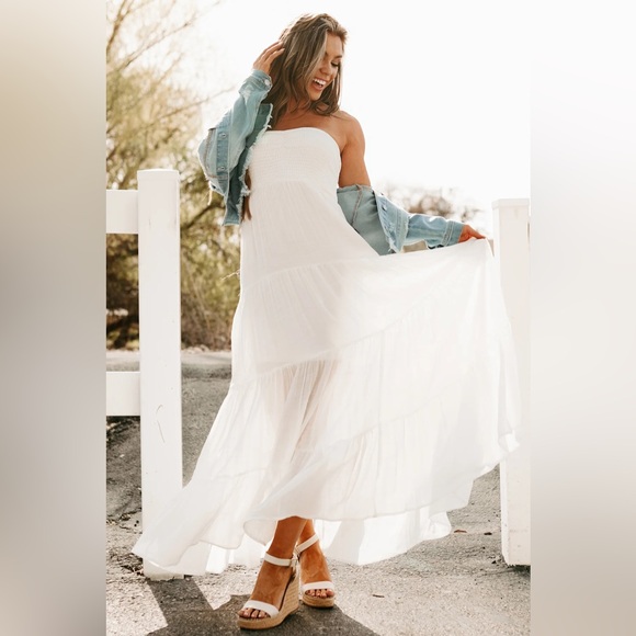 HYFVE Dresses & Skirts - White Smocked Tube Too Maxi Dress